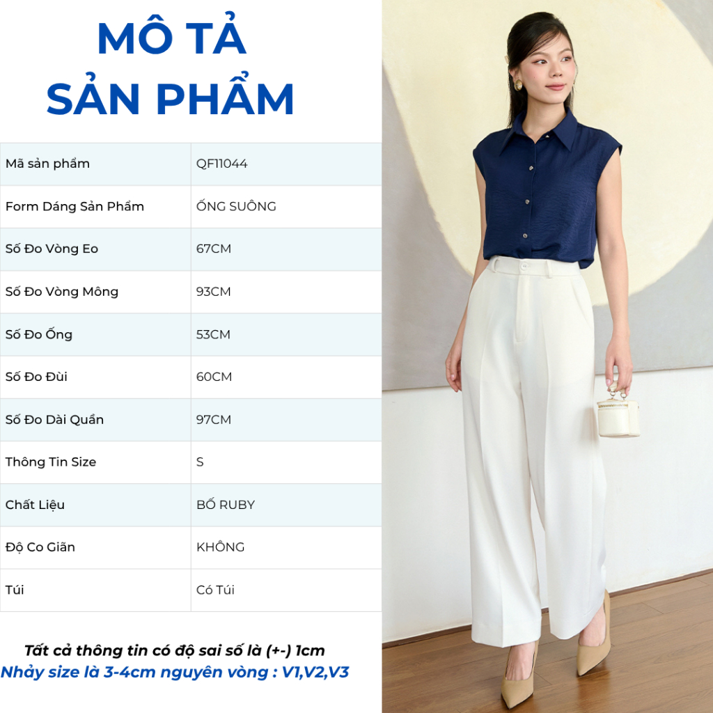 Quần Tây Nữ GUMAC Ống Suông Thanh Lịch Lưng Rời Hai Con Đỉa Chỉn Chu Hiện Đại QF11044