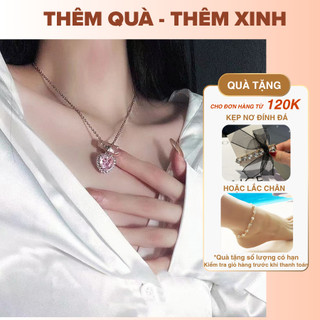 [🔥XƯỞNG SALE 9K 🔥] Dây Chuyền Bạc Mặt Trái Tim Đá Hồng Xinh Xắn Cho Nữ N109