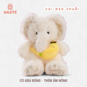 Gấu Thú Bông Voi Trắng Đeo Quả Chuối Lông Dài Quà Tặng Độc Đáo Lông Xù Siêu Mềm Mịn Siêu Dễ Thương