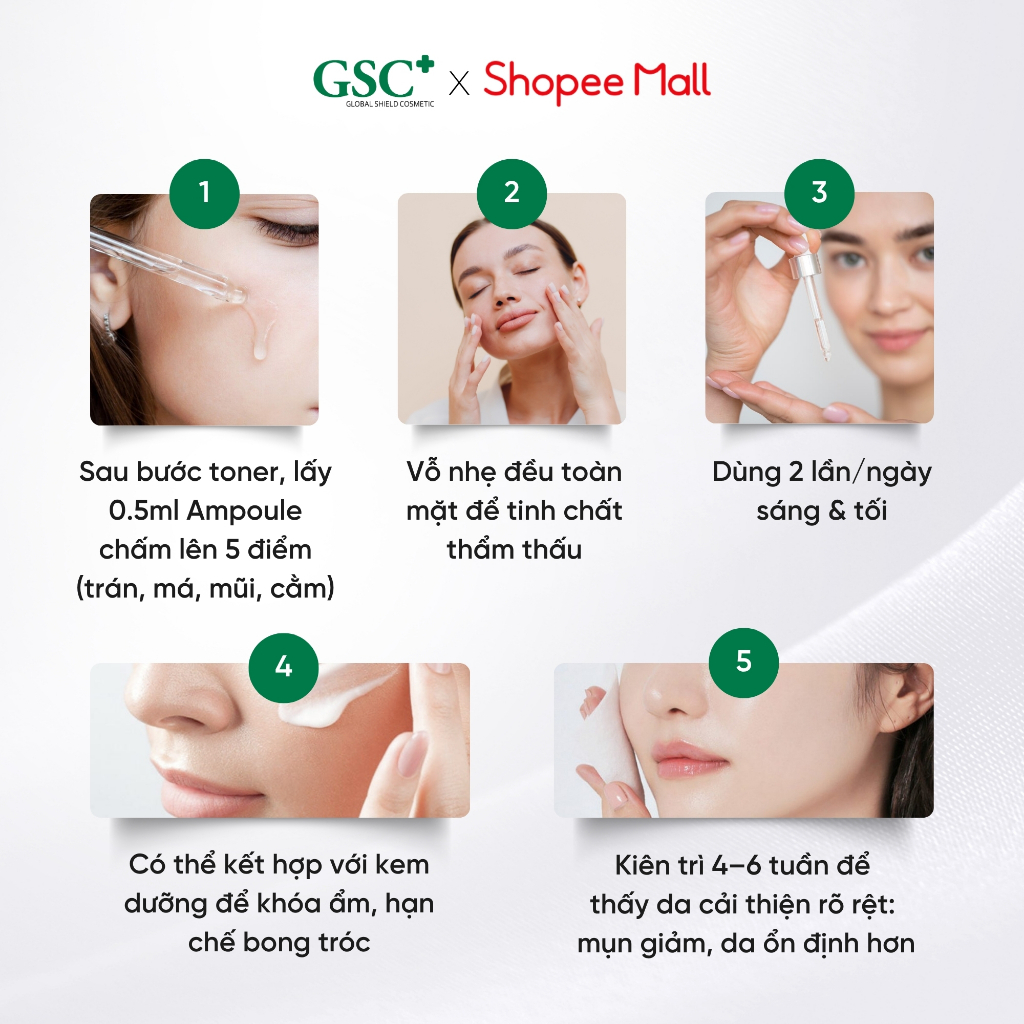 Tế Bào Gốc Hỗ Trợ Xử Lý Mụn Hàn Quốc GSC Acne Care Ampoule TR 8ml – Tế Bào Gốc Chống Viêm, Ngăn Ngừa Mụn Mới - GC085A