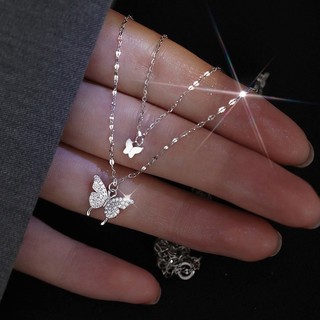 [🔥XƯỞNG SALE 9K 🔥] Dây Chuyền 2 Lớp Mặt Bướm Đính Đá Phong Cách Hàn Quốc Đơn Giản Cổ Điển N126