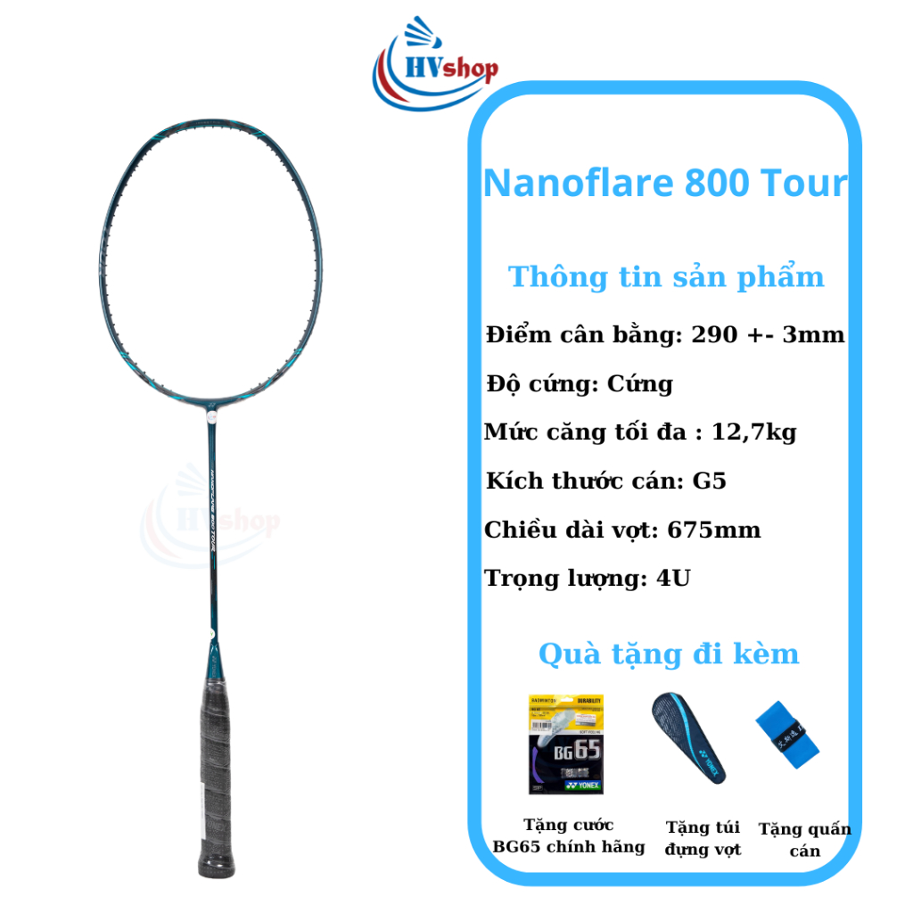Vợt cầu lông Yonex Nanoflare 800 Tour chính hãng, tặng 03 món quà, bảo hành 03 tháng - HVShop