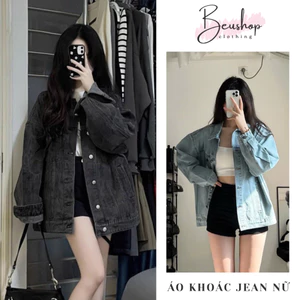 Áo Khoác Jean Nữ Form Suông Rộng BIGSIZE Dáng Dài Áo Khoác Jean Unisex Demin Phong Cách Năng Động