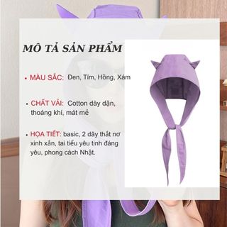Mũ trùm đầu tai mèo buộc nơ che nắng vải dù thoáng khí mát mẻ họa tiết xinh xắn đáng yêu DEVARI N969