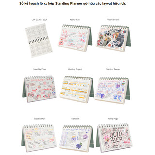 KLONG - Sổ Kế Hoạch Lò Xo Kép Standing Planner B6 160 Trang 100/76; MS: 945 ♥
