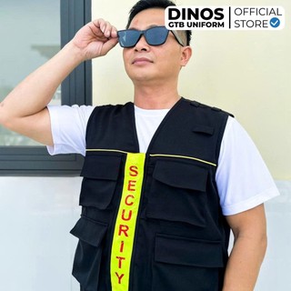 Áo Thun Bảo Vệ Dinos Tay Ngắn, Cổ Trụ, Màu Đen In Chữ Vàng Cho Nam Bảo Vệ, Vệ Sĩ, Nhân Viên An Ninh