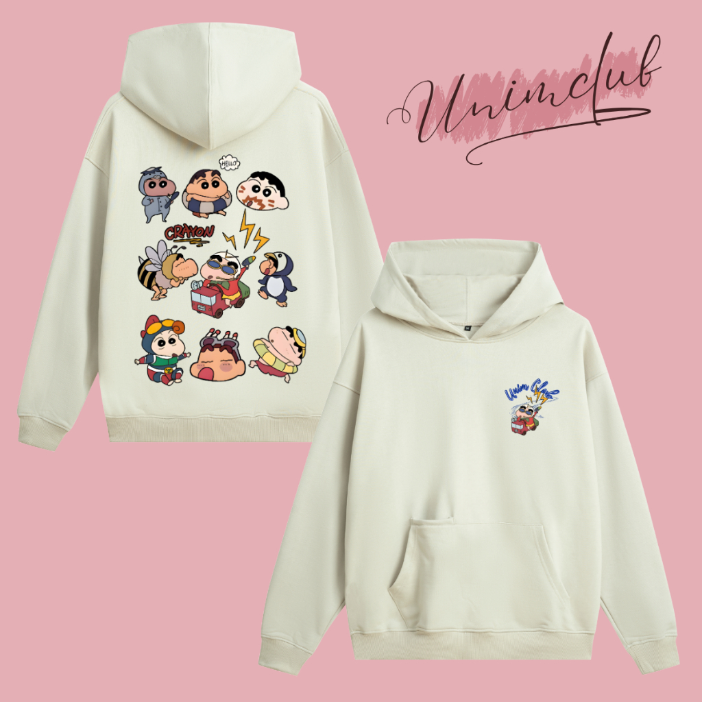 Áo Hoodie Shin Áo Nỉ Có Mũ Form Dáng Rộng Châu Âu In Hình Shin Bút Chì Tinh Nghịch Chất Liệu Nỉ Chân Cua Cao Cấp