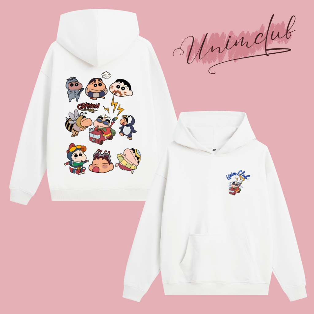 Áo Hoodie Shin Áo Nỉ Có Mũ Form Dáng Rộng Châu Âu In Hình Shin Bút Chì Tinh Nghịch Chất Liệu Nỉ Chân Cua Cao Cấp