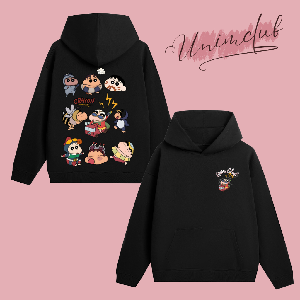 Áo Hoodie Shin Áo Nỉ Có Mũ Form Dáng Rộng Châu Âu In Hình Shin Bút Chì Tinh Nghịch Chất Liệu Nỉ Chân Cua Cao Cấp
