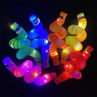 Set 6 ống Pop Đồ Chơi Ống Kéo Co Giãn Có Đèn LED Phát Sáng Cho Trẻ Em