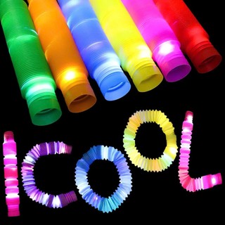 Set 6 ống Pop Đồ Chơi Ống Kéo Co Giãn Có Đèn LED Phát Sáng Cho Trẻ Em