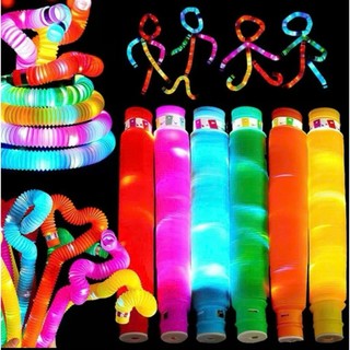 Set 6 ống Pop Đồ Chơi Ống Kéo Co Giãn Có Đèn LED Phát Sáng Cho Trẻ Em