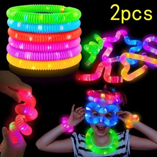 Set 6 ống Pop Đồ Chơi Ống Kéo Co Giãn Có Đèn LED Phát Sáng Cho Trẻ Em