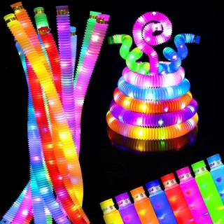 Set 6 ống Pop Đồ Chơi Ống Kéo Co Giãn Có Đèn LED Phát Sáng Cho Trẻ Em