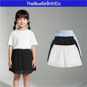 TheBlueTshirtKids - Chân váy ngắn cho bé gái trắng viền ren 2 lớp - BlueKid White Boho Skirt