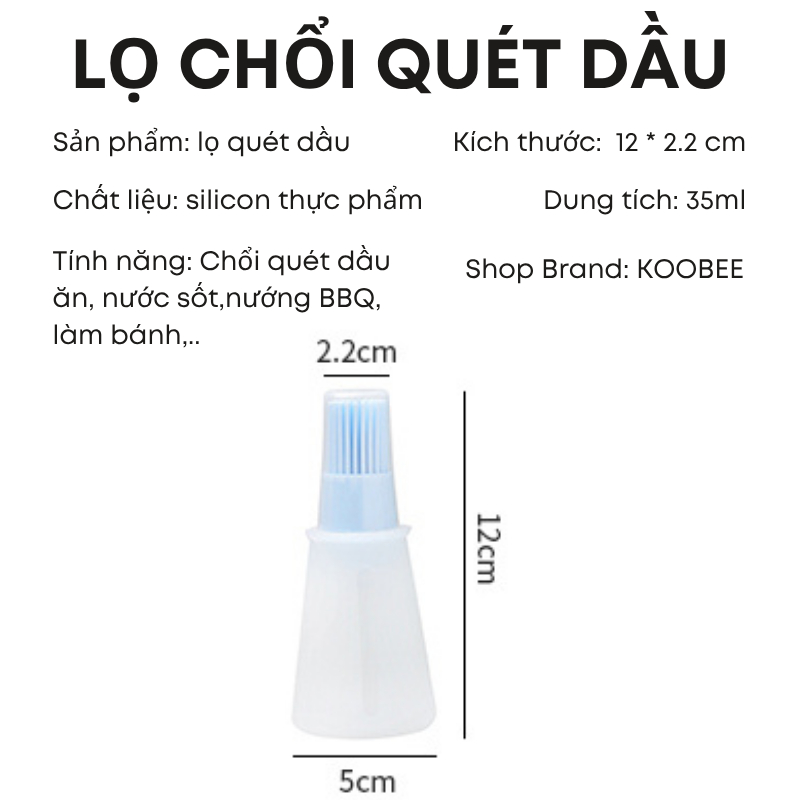 Lọ đựng kèm chổi quét dầu ăn Silicon chịu nhiệt cao cấp KooBee (NB35)