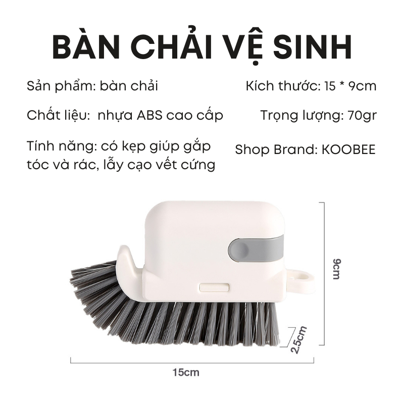 Bàn chải cọ rửa nhà tắm nhà bếp lông cứng có tay cầm kèm nhíp gắp rác đa năng tiện lợi | 040