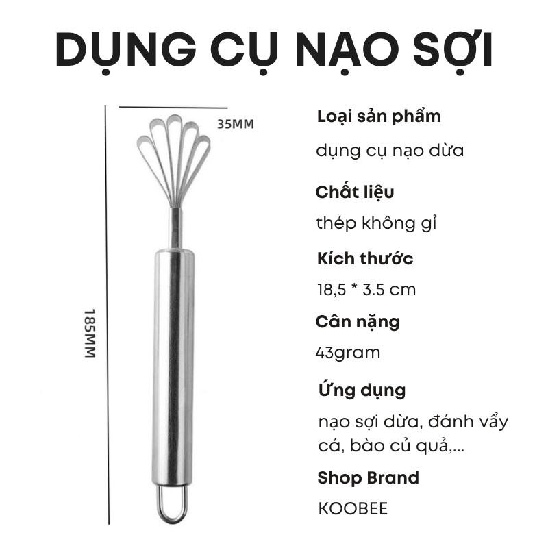 Dụng Cụ Nạo Dừa, Đánh Vảy Cá Kiêm Nạo Dừa, Nạo Ruột Bí Đỏ Chất Liệu Inox Không Gỉ Bền Đẹp (SC04)