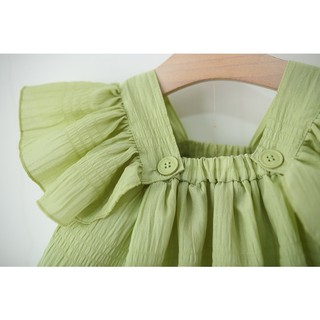 Bộ bé gái màu trơn quần ngắn phom babydoll rộng rãi hàng QC D1227 Bí Ngô Nhỏ