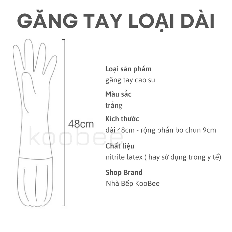 Găng Tay Rửa Bát Cao Su Dài KOOBEE – Lót Bông Nỉ, Siêu Dai Không Mùi, Rửa Bát Mùa Lạnh Không Buốt Tay (NB38)