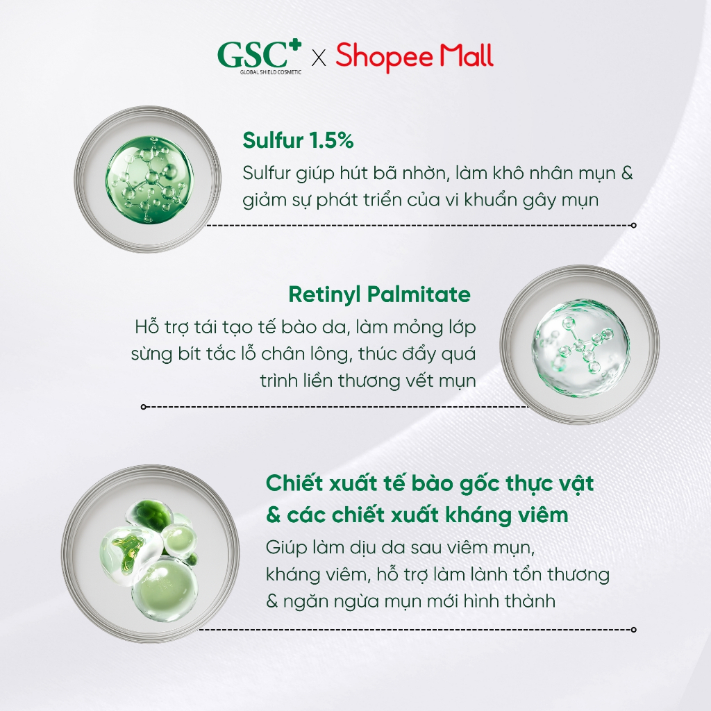 Serum Hỗ Trợ Xử Lý Mụn Nhanh 2 Ngày Hàn Quốc GSC Acne Clear Ampoule - Chấm Mụn Giúp Ngăn Ngừa Mụn Mới 15ml - GC081A