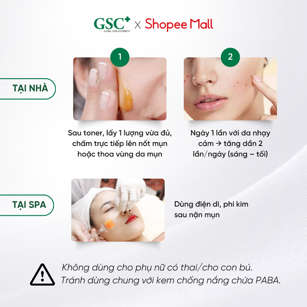 Serum Hỗ Trợ Xử Lý Mụn Nhanh 2 Ngày Hàn Quốc GSC Acne Clear Ampoule - Chấm Mụn Giúp Ngăn Ngừa Mụn Mới 15ml - GC081A