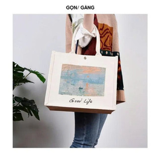 Túi Xách Canvas Phong cách Retro Ladyco Cỡ to size 35*26*13 Đi Học Đi Làm Vintage Dễ Thương Cho Nữ tday196