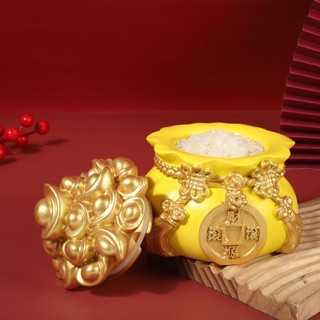 Set 3 Hũ Đựng Muối Gạo Tài Lộc, Tiền Vào Như Nước, Hũ Thần Tài May Mắn Trang Trí Bàn Thờ Thần Tài, Bàn Làm Việc Tết