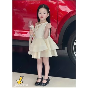 Váy đầm bé gái lệch vai nơ to sang trọng dáng tầng công chúa mặc dự tiệc đi chơi chụp ảnh, cho bé gái và mẹ từ 13-56kg