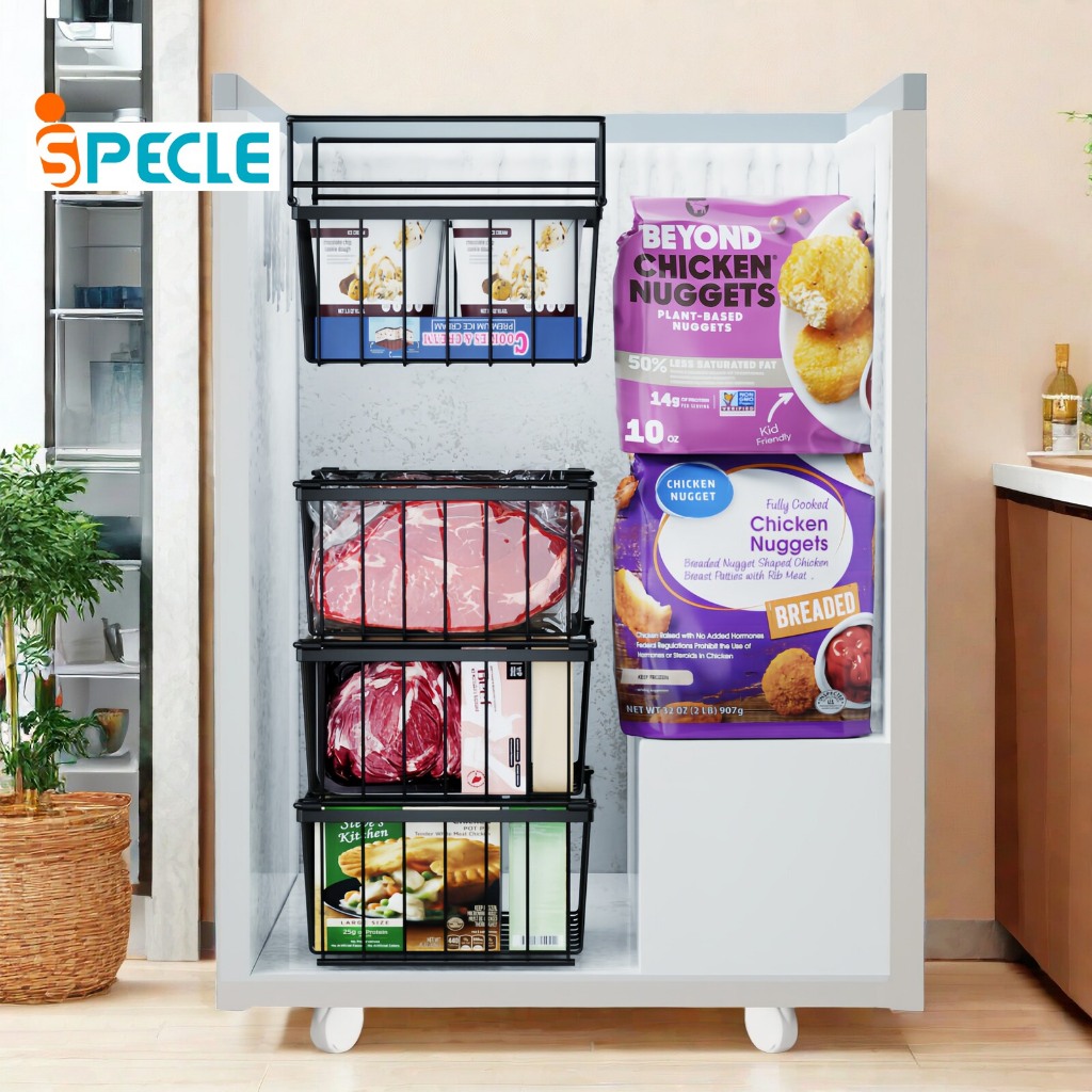 iSPECLE Giỏ Treo Tủ Đông Đa Năng -Thép Carbon Bền Bỉ, Tổ Chức Không Gian Tủ Lạnh Gọn Gàng,Thiết Kế Treo Linh Hoạt