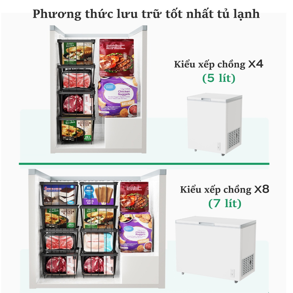 iSPECLE Giỏ Treo Tủ Đông Đa Năng -Thép Carbon Bền Bỉ, Tổ Chức Không Gian Tủ Lạnh Gọn Gàng,Thiết Kế Treo Linh Hoạt