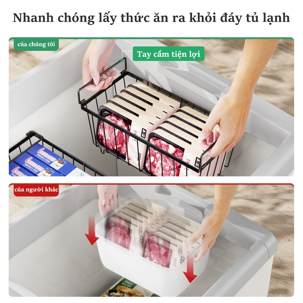 iSPECLE Giỏ Treo Tủ Đông Đa Năng -Thép Carbon Bền Bỉ, Tổ Chức Không Gian Tủ Lạnh Gọn Gàng,Thiết Kế Treo Linh Hoạt