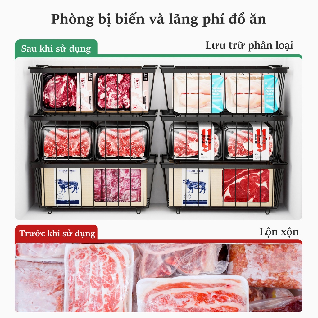 iSPECLE Giỏ Treo Tủ Đông Đa Năng -Thép Carbon Bền Bỉ, Tổ Chức Không Gian Tủ Lạnh Gọn Gàng,Thiết Kế Treo Linh Hoạt