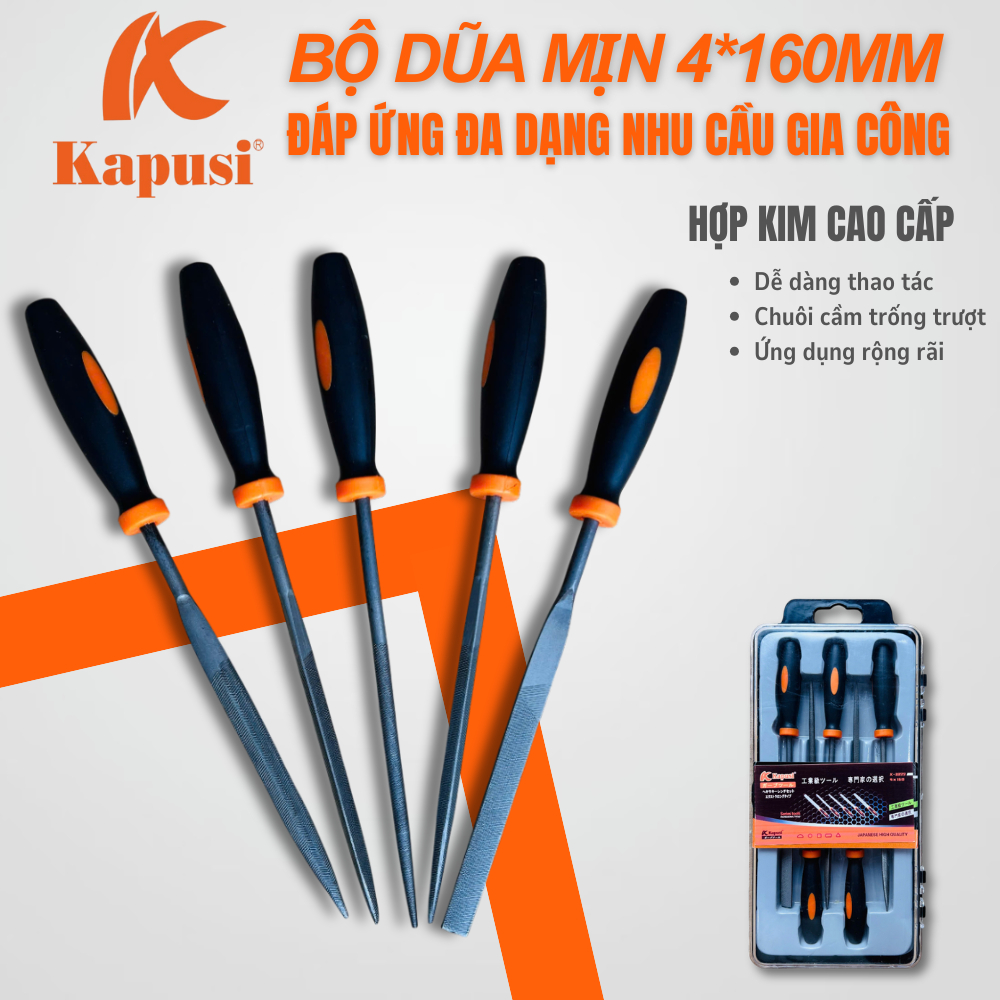 BỘ 5 DŨA KAPUSI 4*160MM K3899 – CHẤT LIỆU CAO CẤP, CHÍNH XÁC, BỀN BỈ