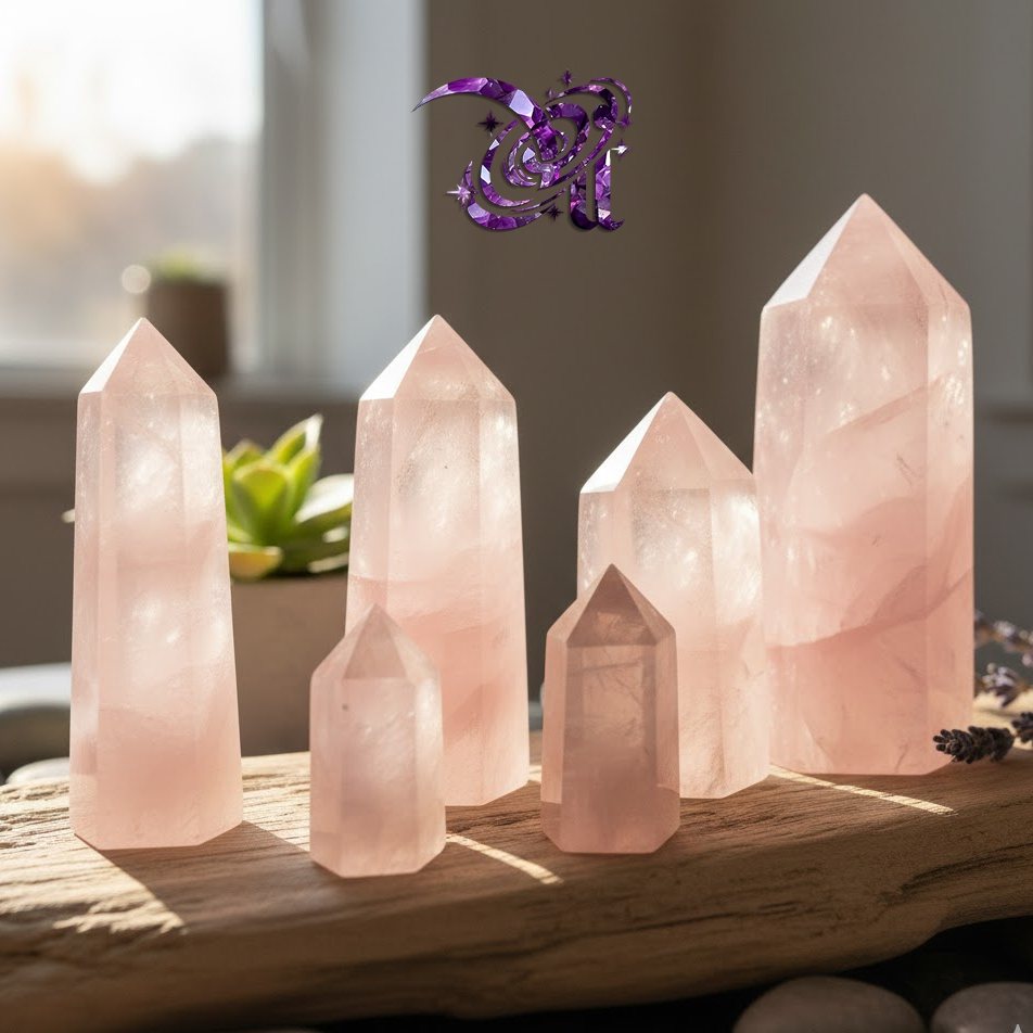 Trụ Thạch Anh Hồng tự nhiên ( Đá Rose Quartz) - Chữa lành, cân bằng cảm xúc, Đá thanh tẩy bài Tarot