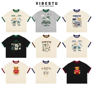 Áo Thun Local Brand VIBESTU " BST Phối Tay JAPAN ", Áo Thun Boxy Form Rộng Unisex 250Gsm 100% Cotton