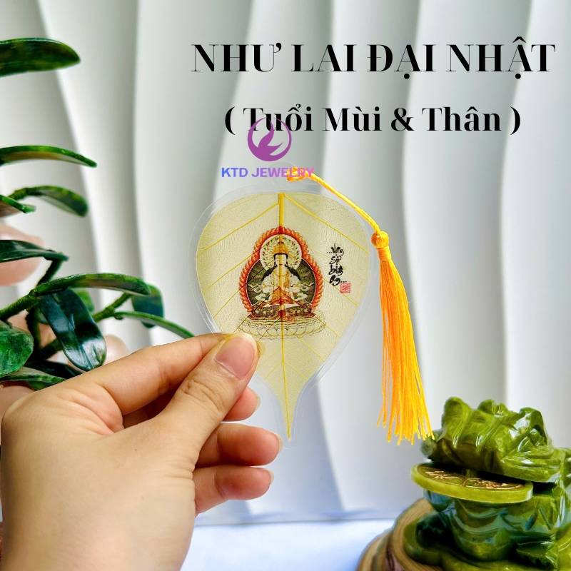 Lá Bồ Đề KATEDA Phật Bản Mệnh theo tuổi 12 Con Giáp để ốp điện thoại, treo xe ô tô 6x9cm