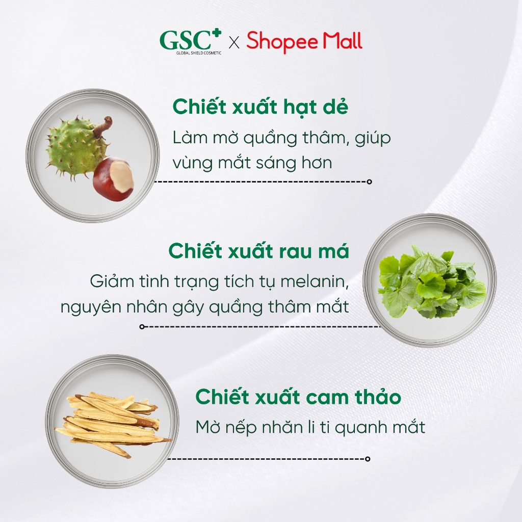 Kem Giảm Thâm Mắt GSC Anti Wrinkle Eye Cream 15ml - Kem Mắt Hỗ Trợ Giảm Bọng Mắt, Giảm Nhăn - GC043A
