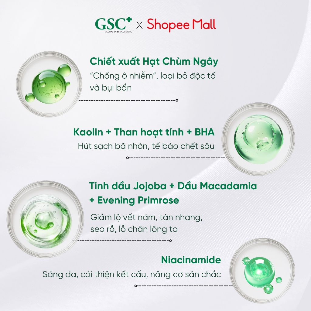 Mặt Nạ Đất Set Kiềm Dầu Giảm Mụn Đầu Đen Hàn Quốc GSC Sebum Control Modeling Mask 7ml x 10 Gói/hộp - EC089A