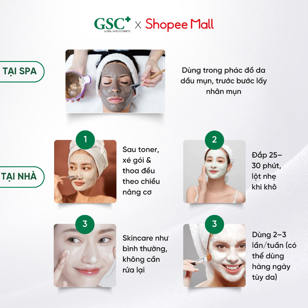 Mặt Nạ Đất Set Kiềm Dầu Giảm Mụn Đầu Đen Hàn Quốc GSC Sebum Control Modeling Mask 7ml x 10 Gói/hộp - EC089A