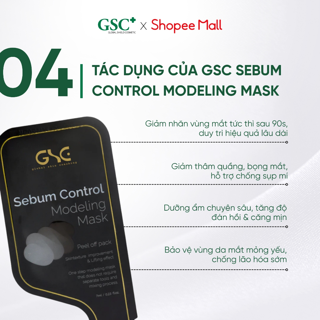 Mặt Nạ Đất Set Kiềm Dầu Giảm Mụn Đầu Đen Hàn Quốc GSC Sebum Control Modeling Mask 7ml x 10 Gói/hộp - EC089A