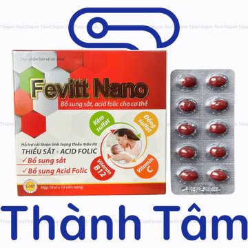 (100V, 4M) Viên uống FEVITT NANO 100V bổ sung sắt, acid folic, bổ máu, cải thiện tình trạng thiếu máu