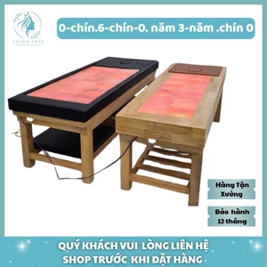 Giường xông đá muối Hymalaya, giường xông đá muối nguyên khối, bọc da gỗ cao cấp ~ 12-18 viên