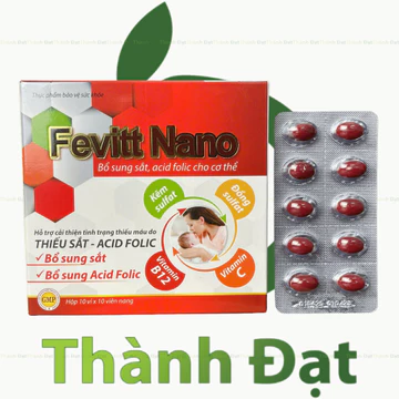 (100V, 4M) Viên uống FEVITT NANO 100V bổ sung sắt, acid folic, bổ máu, cải thiện tình trạng thiếu máu