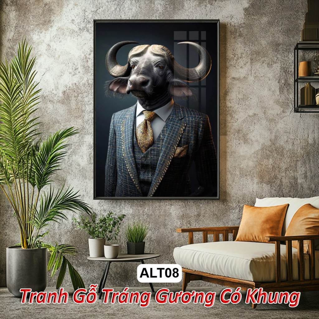 Tranh Trang Trí Động Vật Quý Tộc Phong Cách Cổ Điển Châu Âu Tráng Gương Khung Composite Decor treo tường, trang trí