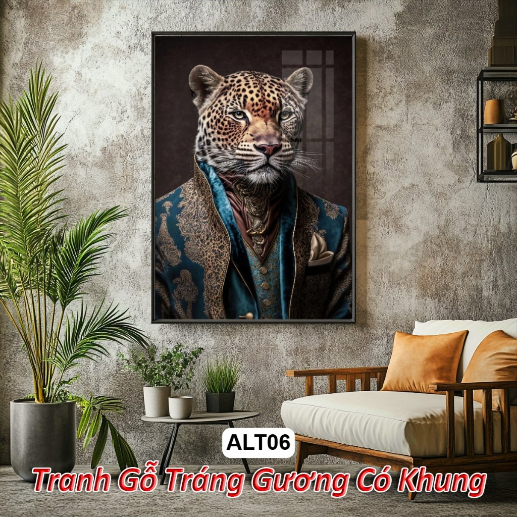 Tranh Trang Trí Động Vật Quý Tộc Phong Cách Cổ Điển Châu Âu Tráng Gương Khung Composite Decor treo tường, trang trí