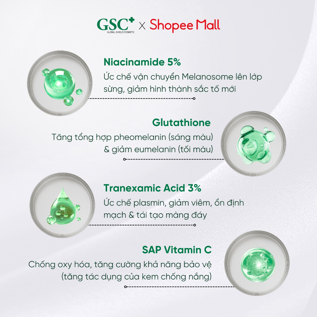 Serum Trắng Da, Mờ Thâm Nám BAN NGÀY GSC Mela Bright Day Serum 30 ML Hỗ Trợ Sáng Da Chuyên Sâu - GC097A