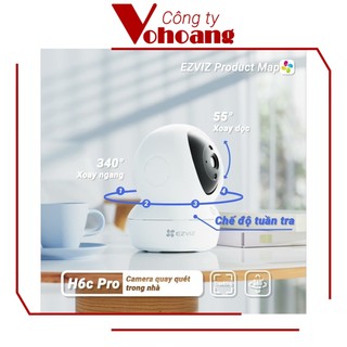 Camera Ezviz H6C PRO 3MP - 2K kèm thẻ nhớ , Nhìn đêm, Quét 360, Phát hiện chuyển động