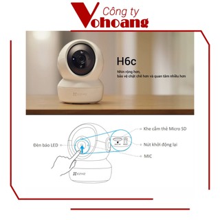 Camera Ezviz H6C PRO 3MP - 2K kèm thẻ nhớ , Nhìn đêm, Quét 360, Phát hiện chuyển động