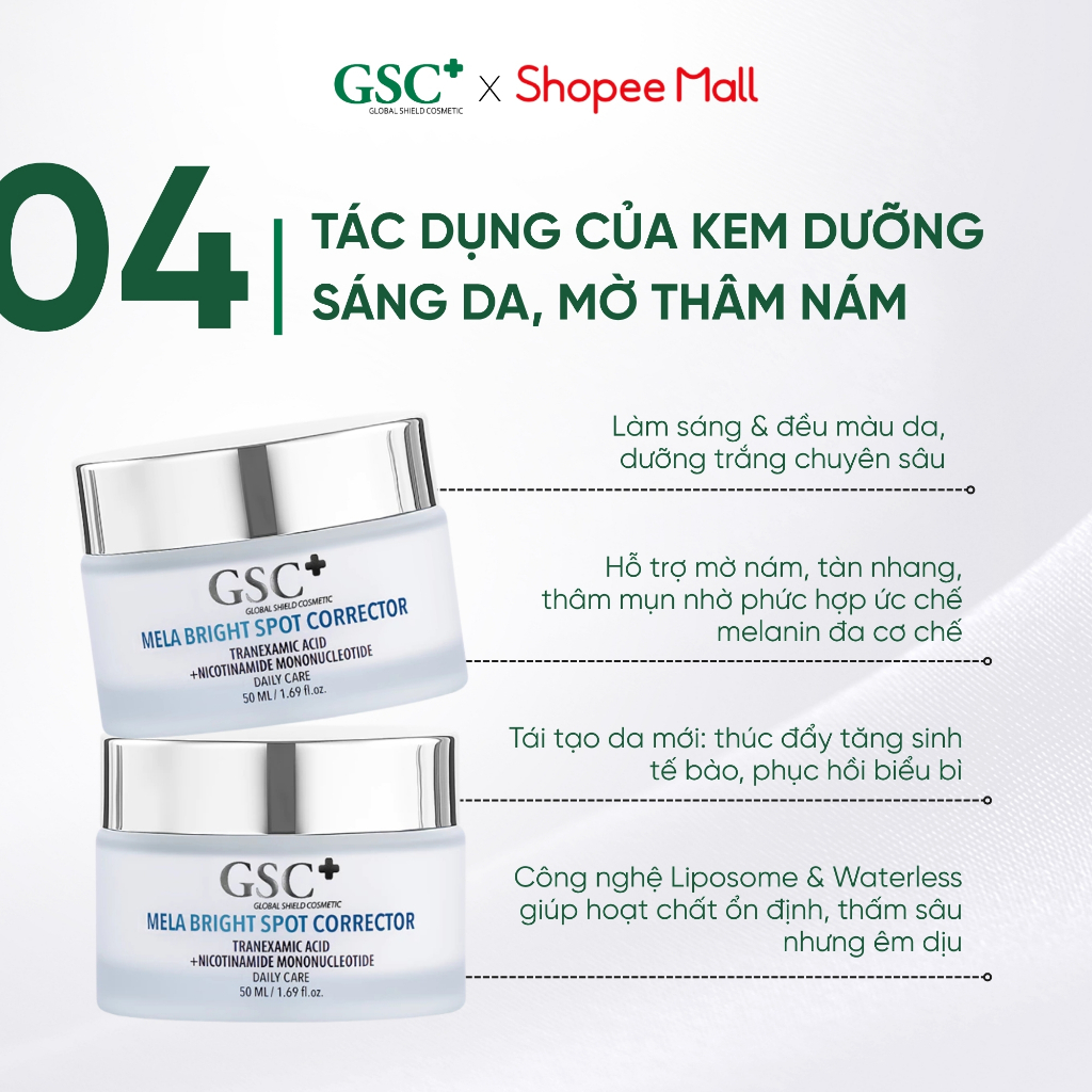 Kem Dưỡng Sáng Da, Mờ Thâm Nám GSC Mela Bright Spot Corrector 50ml - GC098A